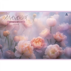 Альбом для рисования А4 40л., Alingar, на скрепке, мелованный картон (стандарт), 100 г/м2, "Нежные цветы", 2 дизайна в пленке т/у