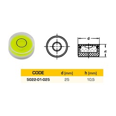 Уровень поверхностный круглый 25мм Kinex 5022-01-025