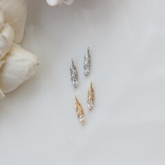 Подвеска Перо с фианитом 12*3,5 мм, позолота, П235