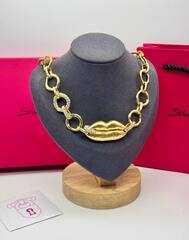 Колье цепь крупная LIPS с пирсингом в стиле Schiaparelli