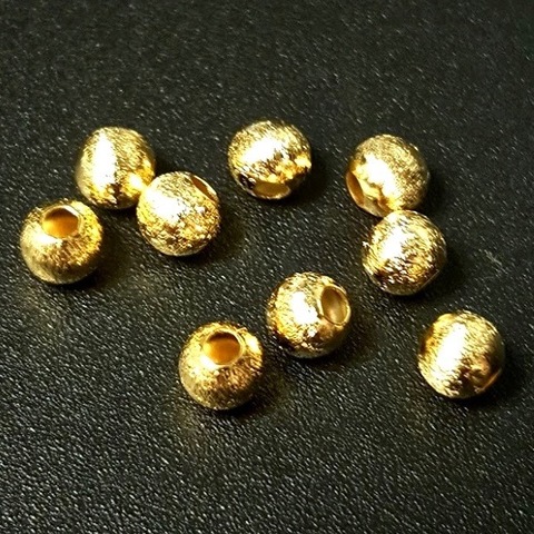 Бусина шар фактурный матовый 4мм покрытие золото 1шт