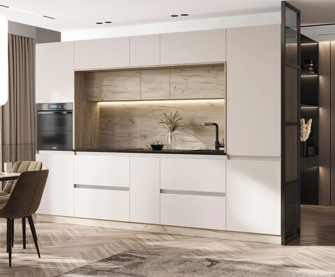 ЛДСП Кухня Карина 3.25 м с местом под ПМ (Кашемир/Дуб Крафт серый, Дуб Крафт серый)(кастилло)