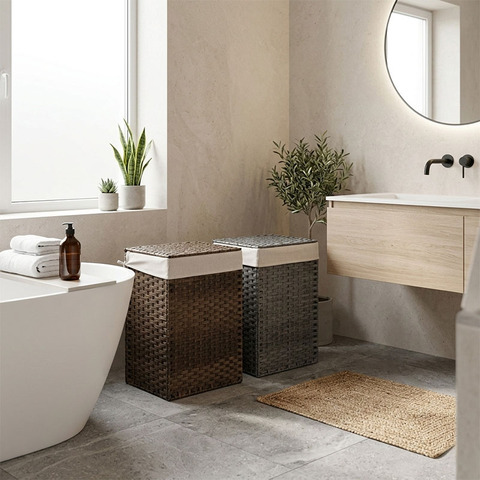Корзина плетёная Emån, 46х33х61 см, коричневый, полипропилен/хлопок