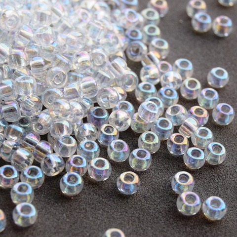 RR-0250 Бисер круглый Миюки 11/0 Прозрачный радужный /Miyuki round 11/0 Transparent AB Crystal