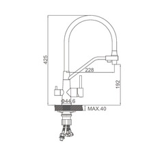 Cмеситель для кухни с выходом для питьевой воды гибкий силиконовый излив бежевый + сатин Accoona