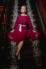 Анна. Платье льняное с вышивкой под пояс PL-422617