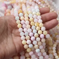 Тонированный кварц, микс, шарик, 8 мм, нить, К026