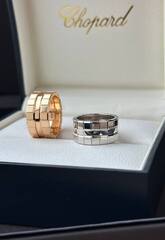 Кольцо широкое CHOPARD ICE CUBE без камней white/rose VGOLD