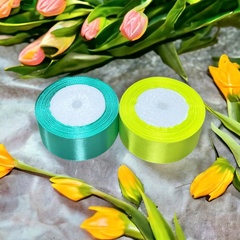 Лента атласная 4 см 25 ярдов (лимонная) №058