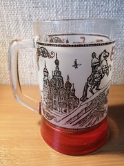 Кружка стекло пиво 0.5 от Художника бронза с цветным дном