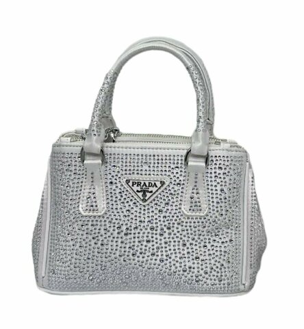 Мини-сумка-тоут для женщин Prada Galleria с кристаллами зеленый