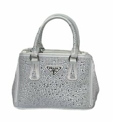 Мини-сумка-тоут для женщин Prada Galleria с кристаллами зеленый