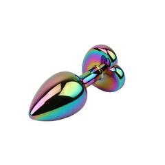Радужная металлическая пробка Rainbow Heart Butt Plug - 7,1 см. - 