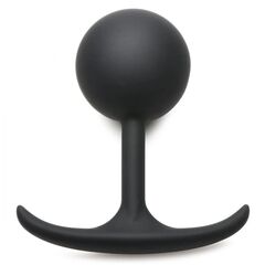 Черная анальная пробка с утяжелением Comfort Plugs Premium Silicone 4.7’’ Weighted Round Plug - 12 см. - 