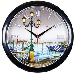 Часы 21 Bek настенные  6026-81B круг d=29см,корпус черный "Фонарь"  Рубин