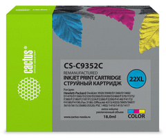 Картридж струйный Cactus CS-C9352C №22XL многоцветный (18мл) для HP DJ 3920, 3940, D1360, D1460, D1470, D1560, D2330, D2360