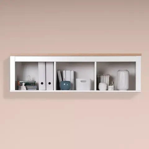 САГА полка навесная 3 секции, 131.2х41.4х38 см, белый/ясень