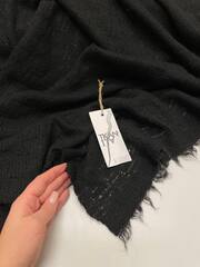 Плательно-костюмный меланжевый ажурный трикотаж (80%полиамид/20%шерсть, Черный, 175, 165 гр/м2, Dondi)