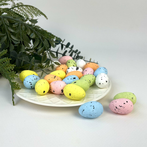 Яйца пасхальные, Пасхальный декор, разноцветные из пенопласта, 2*3 см, 24 шт.