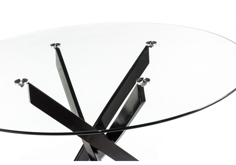 Стеклянный стол кухонный, обеденный, для гостиной Komo Black 120*120*74 Черный /Прозрачный