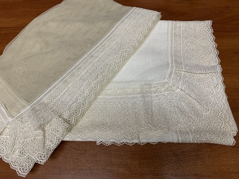 Набор скатертей 2шт 170х280 и 120х220 и 12 салфеток Gamba 1022 Macrame Panna шампань