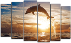 Модульная картина "Дельфин на закате"
