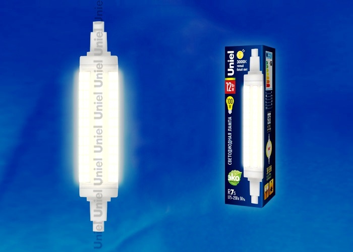 Uniel Лампа LED-J118-12W/WW/R7s/CL (теплый свет)