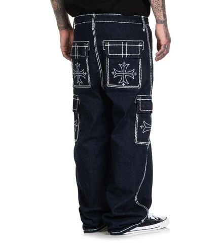 Affliction | Джинсы  мужские Wide Leg Cargo Jeans 110WL207 сзади справа