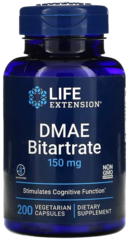 Life Extension DMAE Bitartrate 150 mg 200 veg capsules, ДМАЕ Диметиламиноэтанол