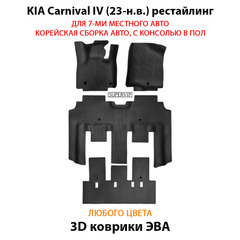 Автомобильные коврики ЭВА для KIA Carnival IV (23-н.в.) для 7-ми местного авто с командирскими креслами, корейская сборка, с консолью в пол