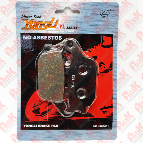 YL-F103 Тормозные колодки дисковые мото YONGLI Organic (FDB754P)