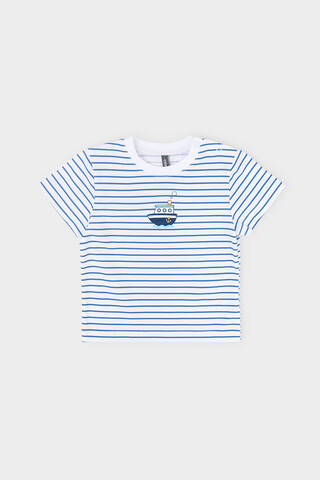 фуфайка  для мальчика  КР 302020/синяя полоска на белом