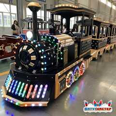 Безрельсовый паровозик «Сияющий путь» 4 вагона, 17 мест, с подсветкой