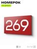 Номер на дверь 269, табличка на дверь для офиса, квартиры, кабинета, аудитории, склада, красная 120х70 мм, Айдентика Технолоджи