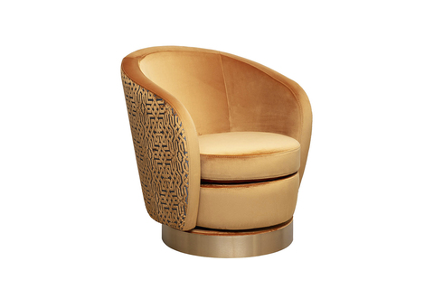 Кресло вращающееся 76х76х76см Garda Decor Napoli Velv Orang+Latt Orang