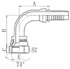 Фитинг DN 50 JIC (Г) 2.1/2 (90) накидная гайка POWERMASTER