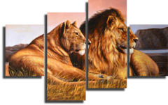 Модульная картина "Пара львов"