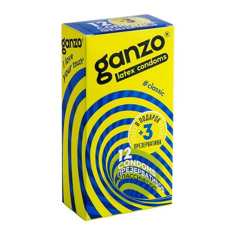 Классические презервативы с обильной смазкой Ganzo Classic - 15 шт. - Ganzo Ganzo Classic №12+3
