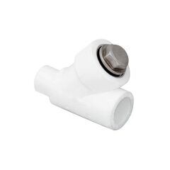 Фильтр сетчатый ПП 45гр. 32 PN 25, муфта-штуцер, белый, РосТурПласт 14179