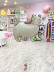 К Фигура, Милая кошка с бантиком, Белый, Сатин, 27''/68 см, 1 шт.
