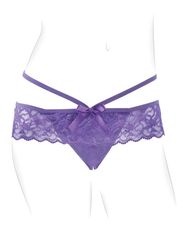 Фиолетовые трусики с вибропулей и пультом Crotchless Panty Thrill-Her - 