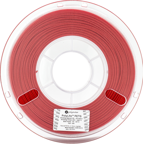 Пластик для 3D-принтера PolyMaker PolyLite PETG, 1.75 мм, 1 кг, Красный