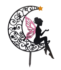 Топпер Фея на месяце. Акрил+блестки, цвет МИКС 13х13 см.