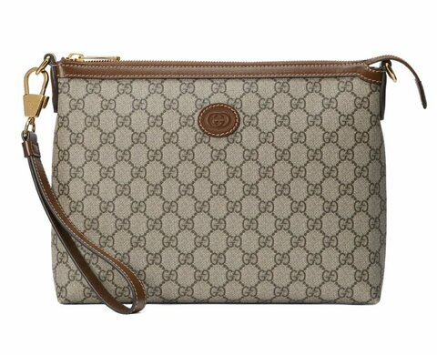 Сумка-мессенджер Gucci с переплетенными буквами G коричневый