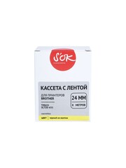 Кассета с лентой S'OK by Sakura Printing TZE651 для Brother, черный на желтом, 24мм, 8м, наклейка