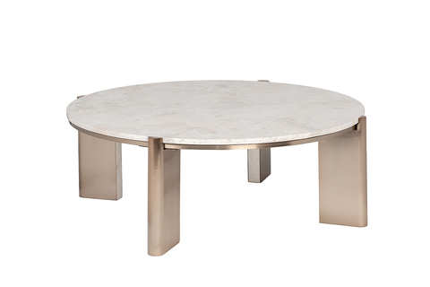Стол журнальный d105x37см Garda Decor Cass White натуральный белый мрамор