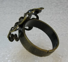 Основа для кольца с филигранным цветком 23 мм (цвет - античная бронза)