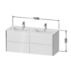 Duravit XViu Тумба подвесная 560x1218x480мм, для двойной раковины #233613, 4 ящика, цвет: walnut dark/черный матовый XV41290B221