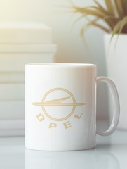 Кружка с эмблемой Опель (Opel) белая 007