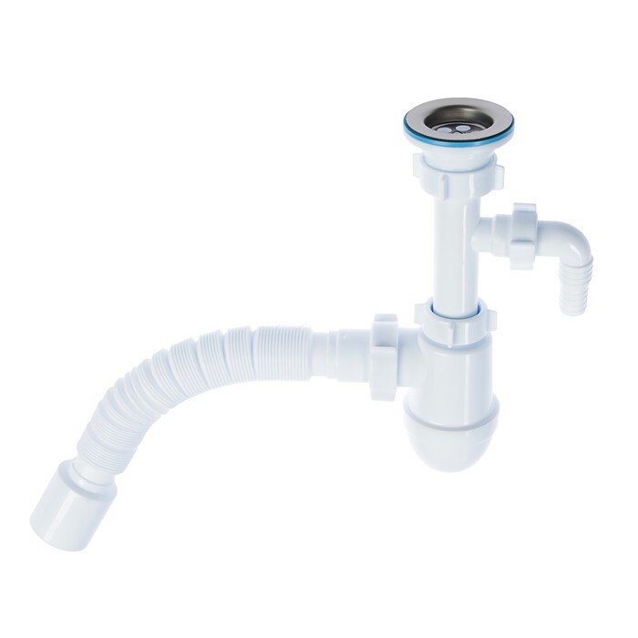 Сифон АНИ Пласт C0310, 1 1/2 х 40 мм, с отводом и гофрой (арт. 4631388 ...
